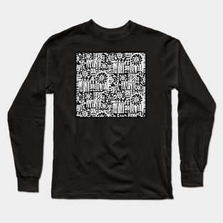 Black and White Abstract Long Sleeve T-Shirt